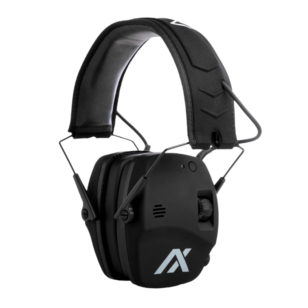 Axil TRACKR™ Blu ear-muffs in vibrant blue with padded ear cushions and adjustable headband for comfortable hearing protection.