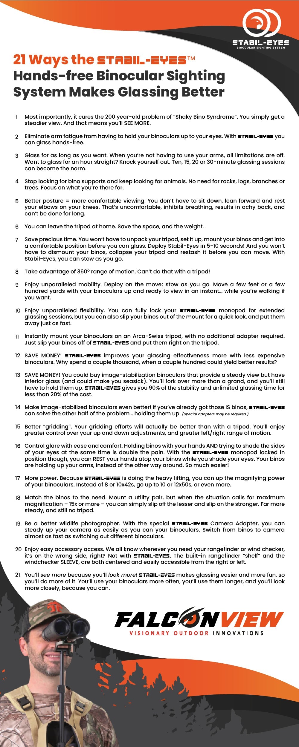 21 Ways the STABIL-EYES™ Hands-Free Bino Harness Makes Glassing Better for YOU…