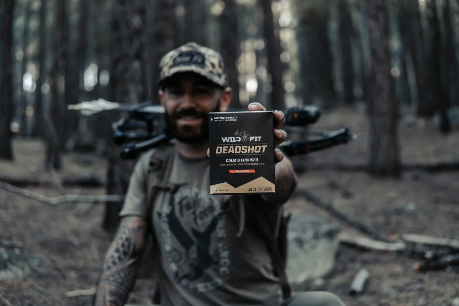 Check out Deadshot from Wild Fit… It's the melt-in-your-mouth, "Pixie Stick" supplement for near-instant calm & focus in the field