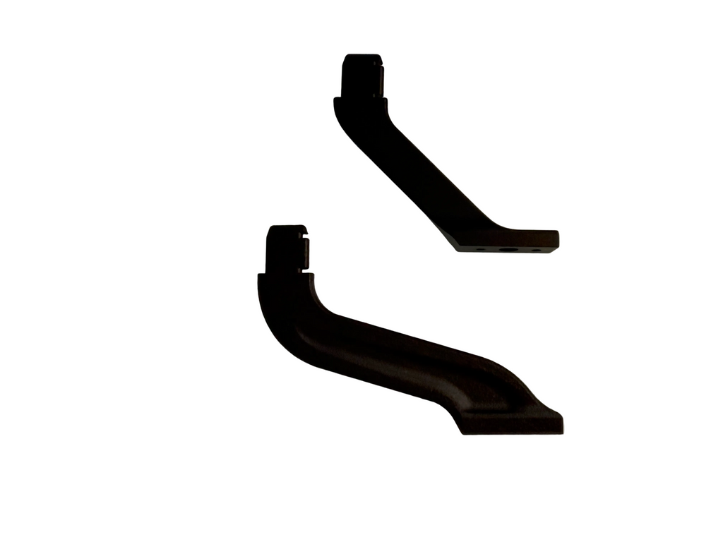 Stabil-Eyes Standard Perch vs Rangefinder Binoculars Adapter Perch on white background, illustrating differences between the 2 mounts.